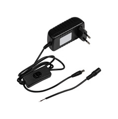 EU plug wall AC adapter with switch isolated on white background