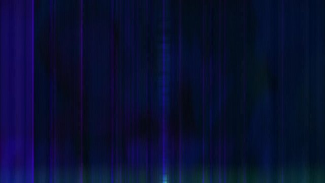 conceptual animation of distorted digital transmission with colorful scramble ghost images and glitch noise effects. visualization of binary vertical scan lines transmission with strange trippy blue s