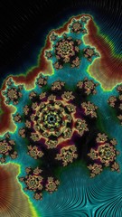 Artfully 3D rendering fractal, fanciful abstract illustration and colorful designed pattern