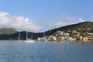Naklejka premium Yacht Iarins and Sea Bays of the Greek Islands