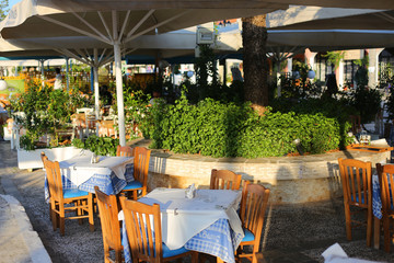 Beautiful streets and cafes of Greece