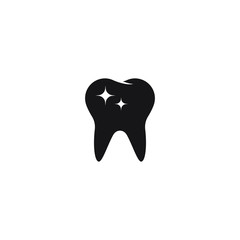 Dental icon. clean teeth icon, shiny tooth illustration isolated on white
