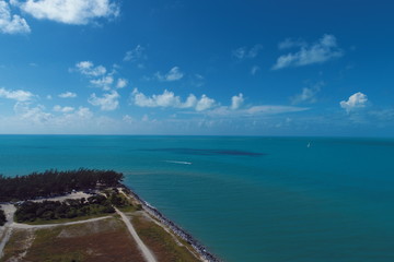 Aerial view of nearst Fort Zachary Taylor, Key West, Florida, United States. Caribbean sea. Great landscape. Travel destination. Tropical travel.