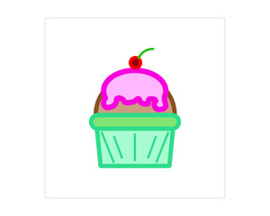 Cupcake shaped simple icon vector