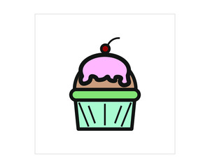 Cupcake shaped simple icon vector