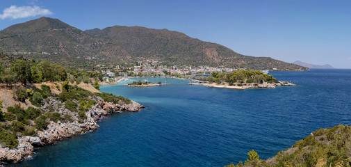 A view of the resort town  on a sunny day