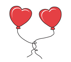 Two balloons in the shape of a heart on a white background. Vector illustration.