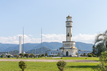 Obraz premium Batumi Lighthouse stands on the embankment of Batumi city - the capital of Adjara in Georgia