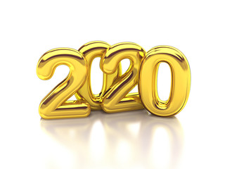 gold rounded 2020 3d rendering