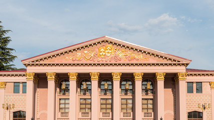 Fragment of the Batumi State Drama Theater named I. Chavchavadze on Theater Square in front of in Batumi city in Georgia