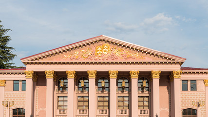 Fragment of the Batumi State Drama Theater named I. Chavchavadze on Theater Square in front of in Batumi city in Georgia