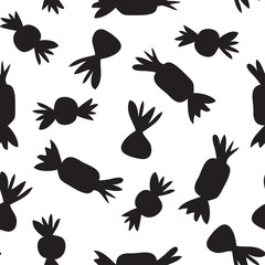 Hand drawn illustration Candys. Creative ink art work. Actual vector drawing Season Chocolate Sweets. Artistic isolated Halloween seamless pattern