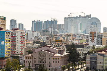 Evening view from Ferris wheel to Batumi city center in Georgia