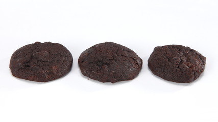 chocolate chip cookies on white background