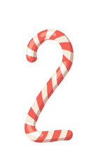 Cartoon vector illustration Christmas Candy Cane. Hand drawn font. Actual Creative Holidays sweet number
