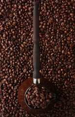 Roasted coffee beans in Turka on the table