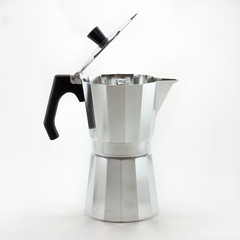 Italian coffee maker on white background