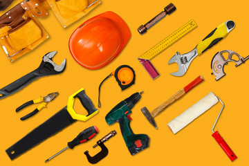 set of tools on white background