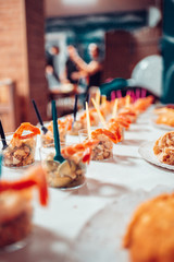 Table full of food at a party