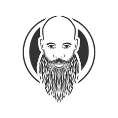 bald man with beard, vintage style vector