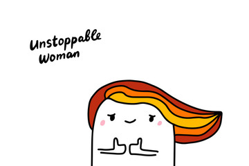 Unstoppable woman hand drawn vector illustration in cartoon comic style vibrant colors