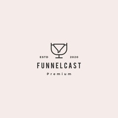 funneling podcast logo hipster retro vintage icon for marketing blog video tutorial channel radio broadcast