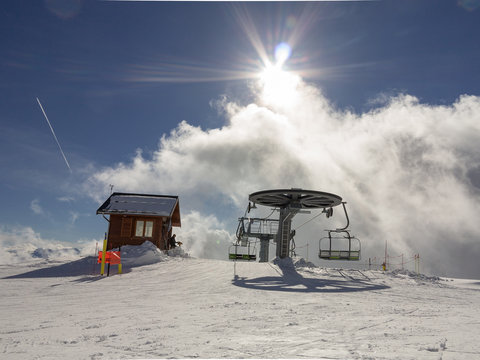 Ski lifts in the ski resort of Briancon, France.
