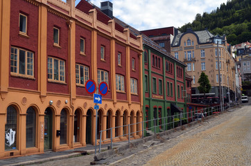 Fototapeta premium View of historical buildings of Bergen, Norway. 