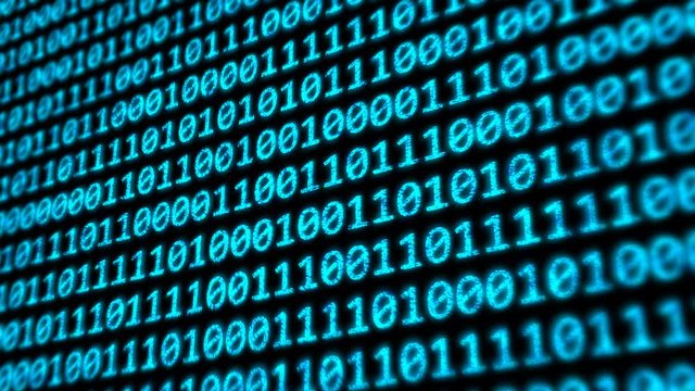 Binary Code Program Digits on Digital Computer Monitor Screen - 4K Seamless Loop Motion Background Animation