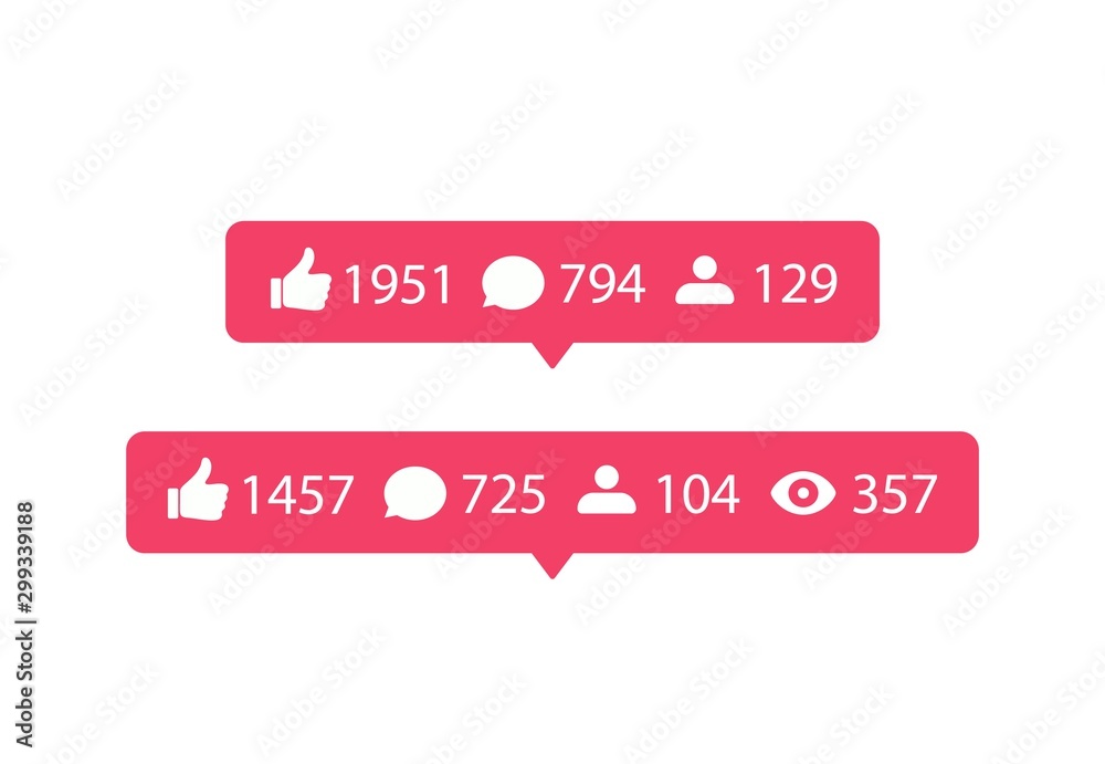 Fototapete vector social media icons. like and comment icon. speech bubble notification template for use in web