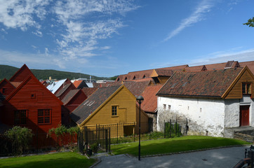 Fototapeta na wymiar View of historical buildings of Bergen, Norway. 