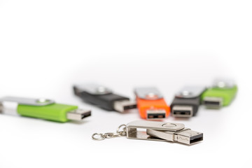 Fototapeta premium Close Up of Colorful USB Memory Stick Flash Drives