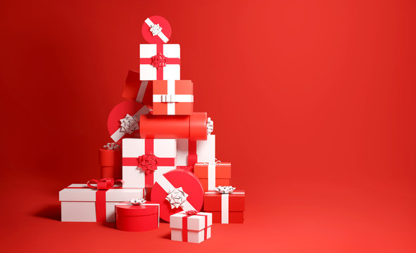 Christmas Gift and Presents In A Tree Shape
