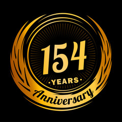154 years anniversary. Anniversary logo design. One hundred and fifty-four years logo.