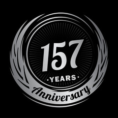 157 years anniversary. Anniversary logo design. One hundred and fifty-seven years logo.