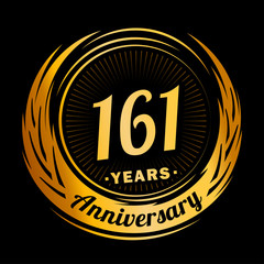 161 years anniversary. Anniversary logo design. One hundred and sixty-one years logo.