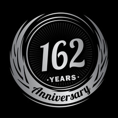 162 years anniversary. Anniversary logo design. One hundred and sixty-two years logo.