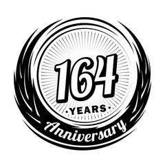 164 years anniversary. Anniversary logo design. One hundred and sixty-four years logo.