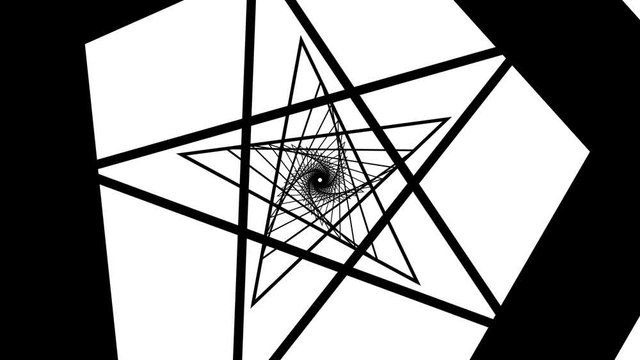 Flying Forward Into an Endless Tunnel of Pentagrams Five Pointed Stars