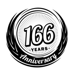 166 years anniversary. Anniversary logo design. One hundred and sixty-six years logo.