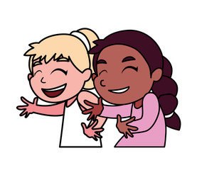 Isolated girls cartoons vector design