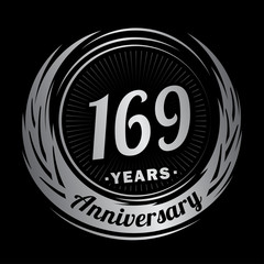 169 years anniversary. Anniversary logo design. One hundred and sixty-nine years logo.