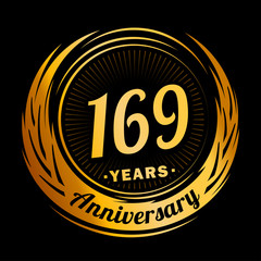 169 years anniversary. Anniversary logo design. One hundred and sixty-nine years logo.