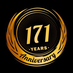 171 years anniversary. Anniversary logo design. One hundred and seventy-one years logo.