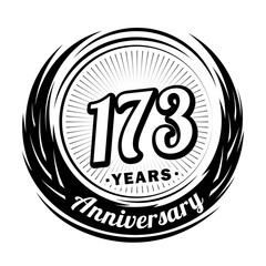 173 years anniversary. Anniversary logo design. One hundred and seventy-three years logo.