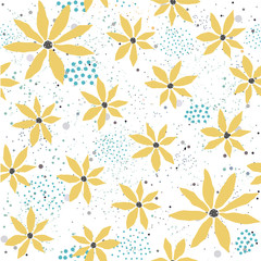 Seamless floral Pattern with yellow flowers on subtle background