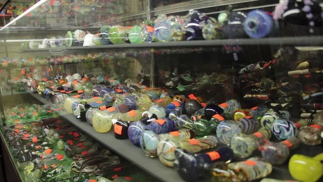 Glass Marijuana Pipes in Case