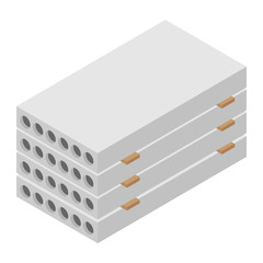 Precast concrete solid block isometric view isolated on white background