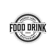 Food drink logo design - vintage style restaurant and cafe bar food drink lusury design label