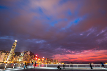 Fototapeta premium Fire burn sunset on Victoria Harbor